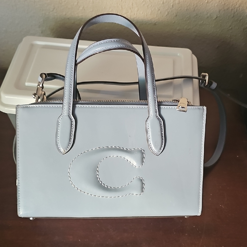 Coach Light Blue/ Chalk Leather Satchel